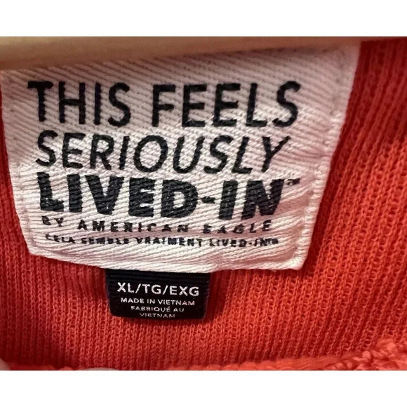 AMERICAN EAGLE “This Feels Seriously Lived In” relaxed crewneck sweatshirt sz XL - Picture 6 of 8